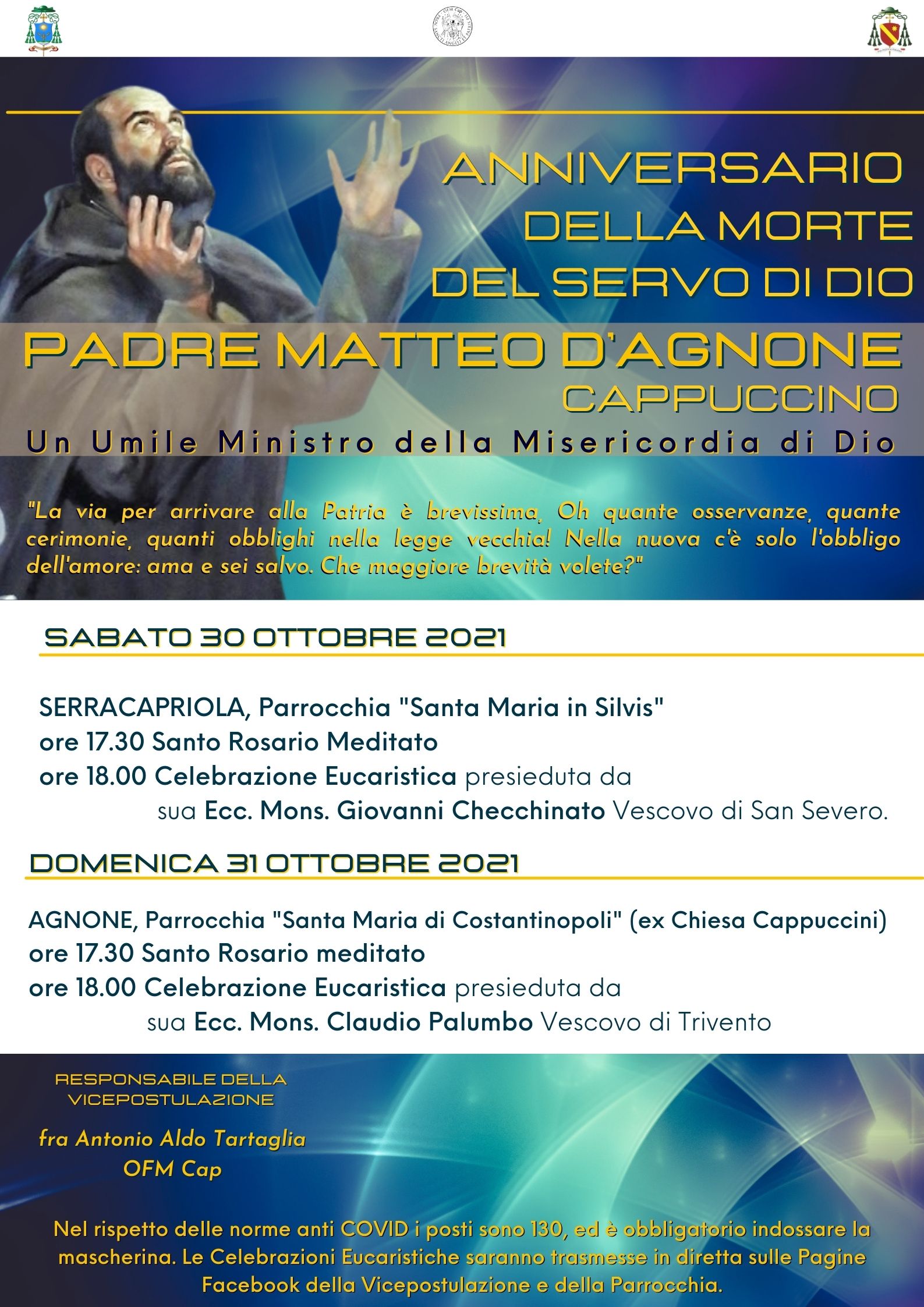 Anniversario della morte del Servo di Dio Padre MATTEO d’AGNONE – 30-31 ...